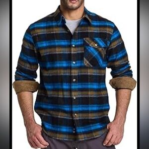 CQR 100% Cotton Plaid Flannel heavyweight fleece warm outdoor LT Blue Black